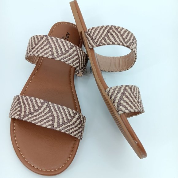 ARIZONA JEAN CO BROWN WOVEN SLIDE SANDALS SIZE 6M - Picture 4 of 14